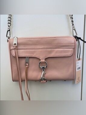 NWT Rebecca Minkoff Mini Mac Crossbody Bag Rosewood Pink Leather Silver